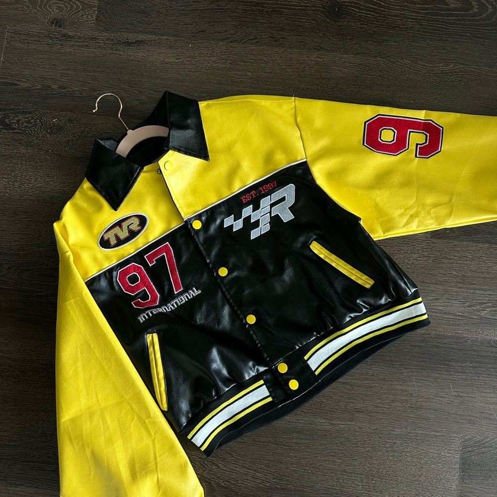 Fashion Nova Yellow and Black Leather Jacket